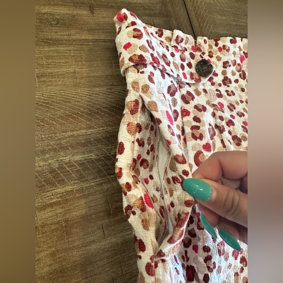 Ann Taylor High Rise Pink Animal Leopard Print Paperbag Shorts Size 10 Pockets - Picture 9 of 16